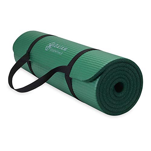 Gaiam Gaiam Essentials 2/5" Thick (10mm) Yoga & Pilates, Fitness & Exercise Mat with Easy-Cinch Carrier Strap Cusion Suppo...