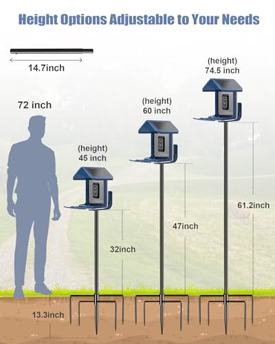 Onlyfly Bird Feeder Pole Stand – 74.5 Inch Height Feeding Station with 1-Inch Dia Heavy Duty for Hanging Feeders, Bird Hou...