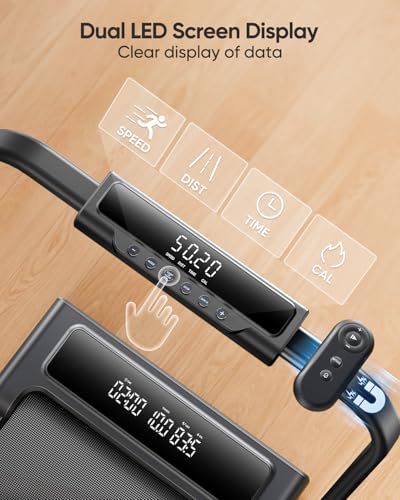 TOPUTURE 4 in 1 Walking Pad Treadmill with Incline and Handle, 2.5HP with Dual Display and Mute Control, Foldable Under De...