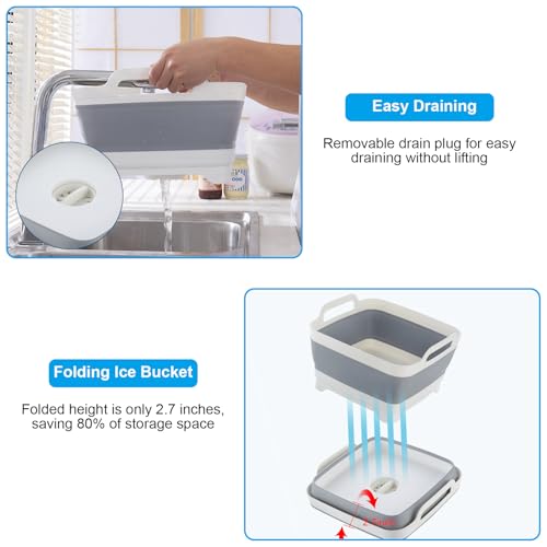 2Pcs Ice Bucket 8.5L Ice Buckets for Parties Collapsible Beverage Tub Large Plastic Drink Buckets Party Portable Foldable ...