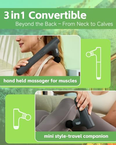 CAREKING WE ALWAYS CARE Convertible 3-in-1 Massage Gun Deep Tissue with Extended Handle, Back Pain Relief Percussion Muscl...