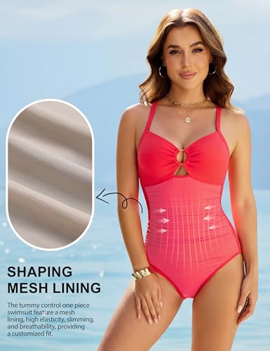 Blooming Jelly Womens One Piece Swimsuit Slimming Tummy Control Bathing Suit Shapewear Full Coverage Swim Suits