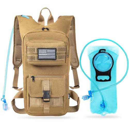 LASUK Hydration Backpack, Tactical Molle Water with 2L TPU Water Bladder, for Men Women Lightweight Water Backpack, Hydrat...