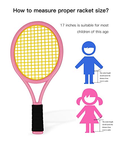 Crefotu Tennis Racket Set for Children,17 Inch Racquet with 1 Tennis Balls,4 Badminton Shuttlecocks and 3 Soft Balls for T...