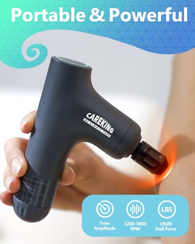 CAREKING 3-in-1 Detachable Massage Gun Deep Tissue, Ergonomic Extension Handle Back Massager for Pain Relief, Portable Per...