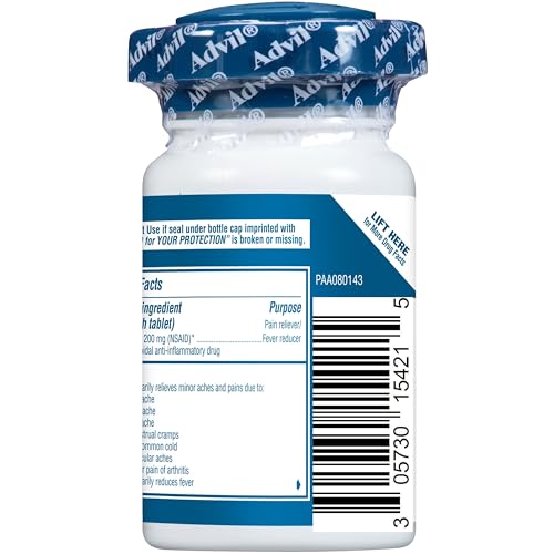 Advil Pain Reliever and Fever Reducer, Pain Relief Medicine with Ibuprofen 200mg for Joint Pain, Muscle Ache and Minor Arthritis Pain Relief - 200 Coated Tablets with Easy Open Arthritis Cap