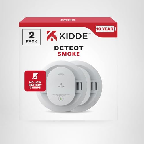 Kidde Smoke Detector, 10-Year Battery Powered, LED Warning Light Indicators, 20SD10, 2 Pack