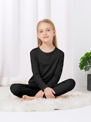VZV Girls Thermal Underwear Set Thermal Underwear for Kids Fleece Lined Long Johns Kids Base Layer Top and Bottom for Winter