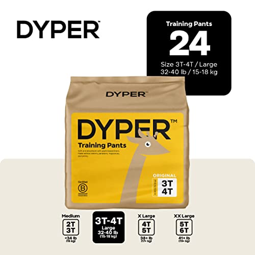 DYPER Toddler Training Pants 3T-4T for Boys & Girls Hypoallergenic, Unscented, Plant-Based & Perfect for Sensitive Skin, L...