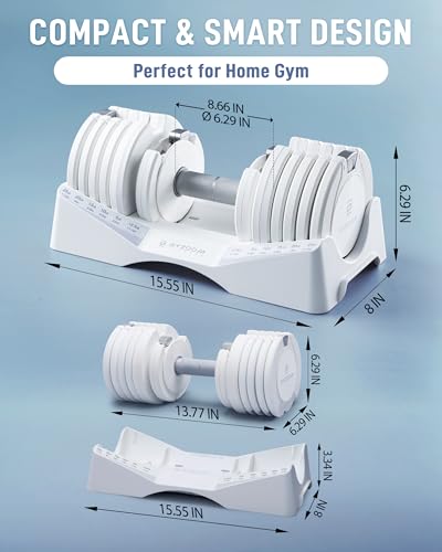 BYZOOM FITNESS Pure Series Adjustable Dumbbell – 12.5/25/27.5/75lb Single Unit OR Set of 2 – 5-in-1/ 10-in-1 / 21-in-1 Fle...