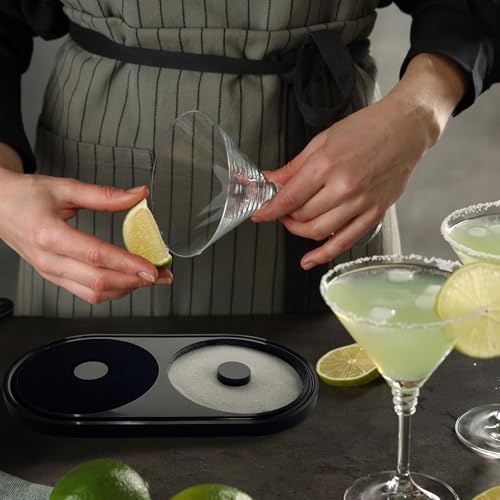 KKJCXY Bar Glass Rimmer – All-in-One Margarita Salt Rimmer Set for Cocktails, Salt and Sugar Rimmer Tray for Drinks – Drin...