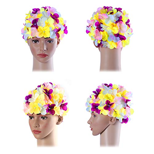 WINOMO Fashionable Swim Cap Floral Petal Stylish Swimming Hat Bathing Caps Size L for Women