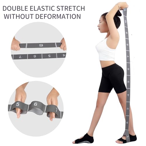 Elastic Stretching Strap with 11 Loops, Adjustable Stretch Band for Adults - Flexibility Straps for Yoga, Pilates, Dance -...