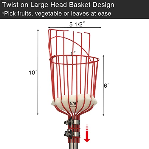 DonSail Fruit Picker Pole Tool with Basket Long Handle, 35-65 Inch Adjustable Apple Orange Picker Pole Tool with Basket fo...