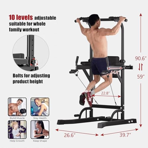 Tappio Power Tower Pull Up Bar for Home Gym, Multi Functional Pull Up Bar Stand Dip Bar Station, Adjustable Height Workout...