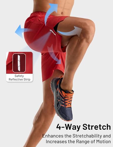 MIER Men's 2 in 1 Running Shorts - 7" Workout Gym Athletic Shorts for Men, Quick Dry Lightweight with Pockets for Training