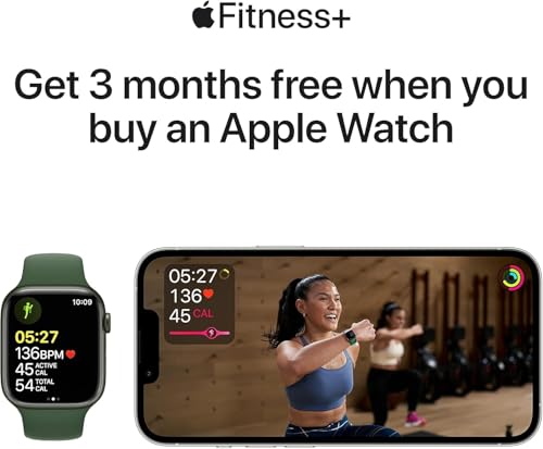 Apple Watch Series 7 (GPS, 45mm) Starlight Aluminum Case with Starlight Sport Band, Regular (Renewed)