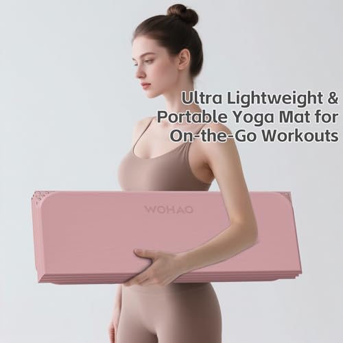 WOHAO 7-Fold Yoga Mat 74"x31" - 0.31 Inch Thick Folding Exercise Mat, Extra Wide Non-Slip POE Mat for Travel, Storage, Yog...