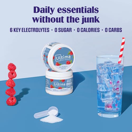 Ultima Replenisher Daily Electrolyte Powder Drink Mix – Sugar Free – Blue Raspberry, 30 Servings – Hydration Powder with 6...