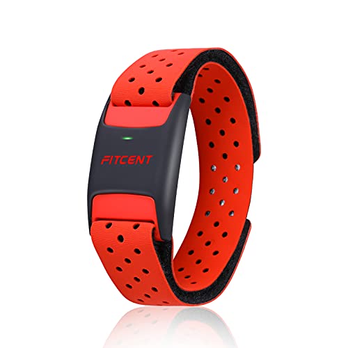 FITCENT Heart Rate Monitor Armband, Bluetooth ANT+ Optical Heart Rate Sensor Arm Band, Rechargeable Fitness Tracker for Pe...