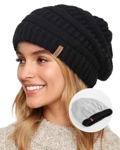FURTALK Winter Hats for Women Fleece Lined Knit Beanie Hats Slouchy Warm Beanies Ski Skull Cap