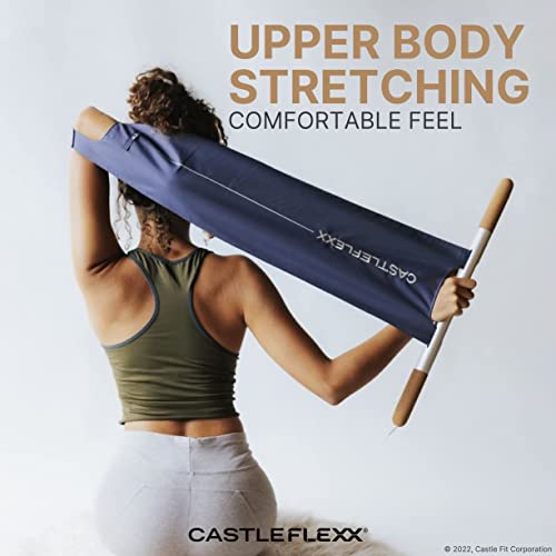 CastleFlexx Mobility and Full Body Strengthening Device | Non-Elastic Stretch Strap with Natural Premium Cork Handles for ...