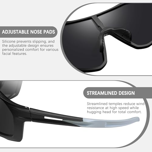 Joopin Sports Sunglasses Men Women Polarized Wrap Around Sun Glasses UV400 Protection Shades Sunnies