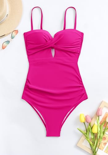 Eomenie Women's Push Up Wrap Front Swimsuit One Piece Tummy Control Bathing Suits Bandeau Support Slimming Swimwear