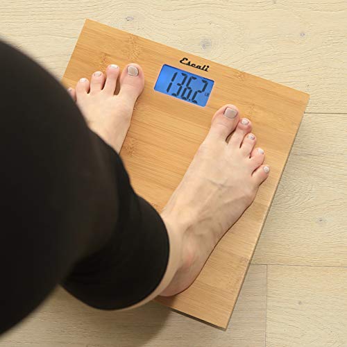 Escali Bamboo Digital Electronic Bathroom Scale for Body Weight, Bath Scale with Extra-High Capacity of 440 lb, Batteries ...