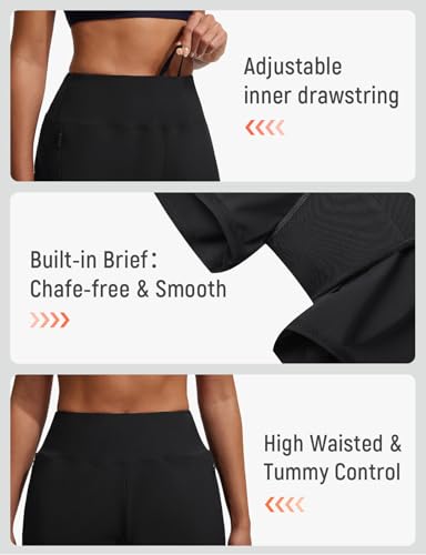 baleaf Women's 4" High Waisted Swim Board Shorts Quick Dry UPF50+ with Zipper Pockets