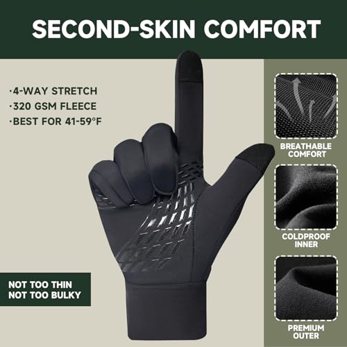 Rioomui Lightweight Winter Gloves for Cold Weather, Warm Glove Liners for Men and Women, Touch Screen Breathable