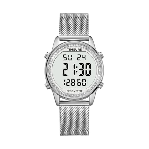 Women's Step Counter Pedometer Watch with Stainless Steel Bracelet, Stylish Design, No App, No Charging Needed for Step, C...