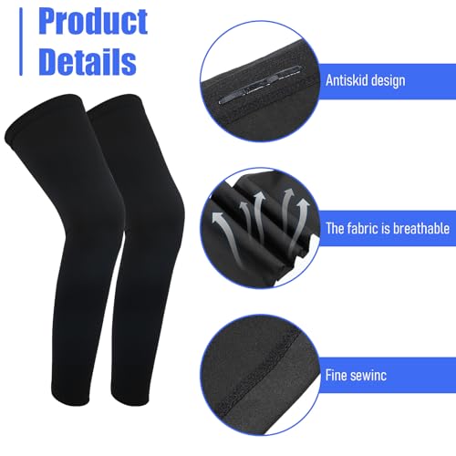 Zyghjort 2 Pairs Leg Sleeves, Thigh Compression Sleeves Full Length Sports UV Protection Sleeve Long Legs Sleeve with Ant...