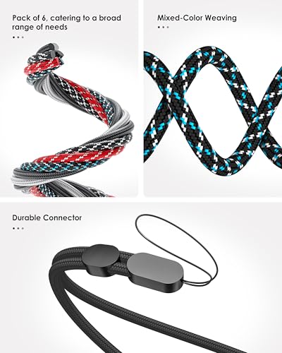 Avorast Hand Wrist Strap Lanyard, 6 Pack Adjustable Colorful Nylon Hand Wrist Straps for GoPro, Camera, Keys, Keychain, Ph...