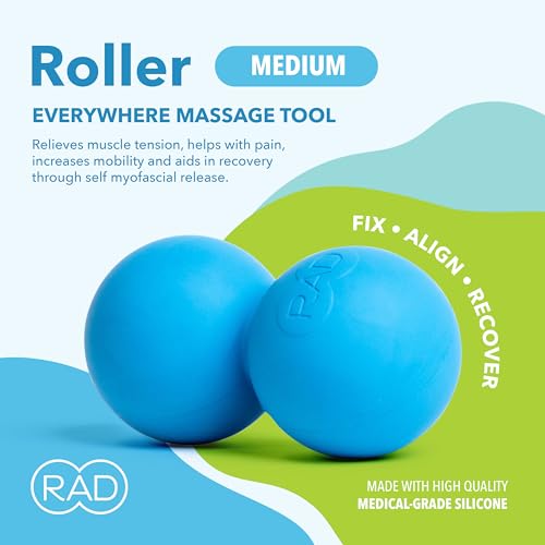 RAD Original Peanut Massage Ball – Medium Density Yoga Deep Tissue Roller Ball – Myofascial Release for Back, Neck, Feet, ...