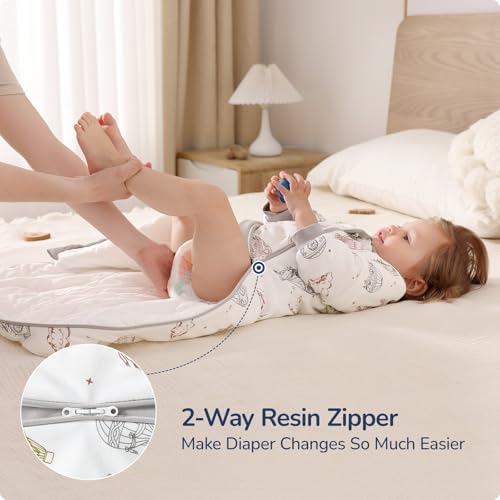 Baby Sleep Sack 3–6 Months, 2.5 TOG Warm Cotton Sleep Sack with Detachable Long Sleeves, Winter Wearable Blanket for Cold ...