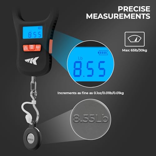 KastKing ToughTide Fishing Scale, USB Charging, 65lb Capacity, Ultra-Thin Digital Fish Scale, LCD Display, Ergonomic Handl...