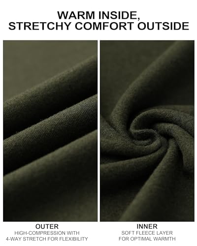 Roadbox Thermal Underwear for Men: Fleece Lined Long Johns Base Layer Ski Thermals Top and Bottom Set