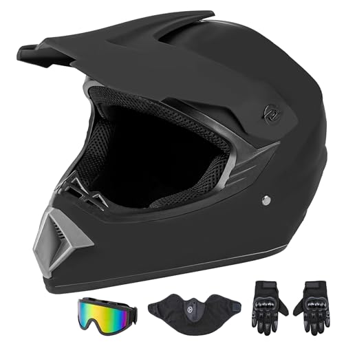 CARTMAN Adult Dirt Bike Helmets Motocross ATV Dirtbike Offroad Full Face Motorcycle Helmet, DOT Approved Matte Black and Blue