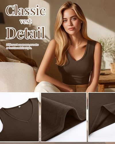 Sweetyweee 3 Pcs Women's Thermal Tank Tops V Neck Underwear Fleece Lined Sleeveless Undershirts Warm Camisole Base Layer Vest