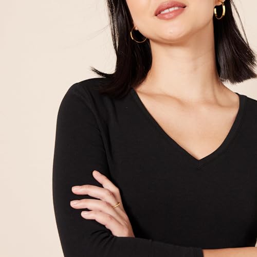 Amazon Essentials Womens Regular-Fit 3/4 Sleeve V-Neck T-Shirt (Available in Plus Size)