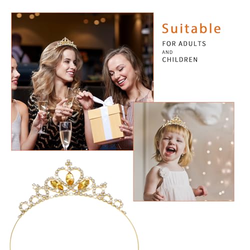 Molain 2Pcs Princess Crown Tiara, Girls Headband Hair Hoop with Rhinestone Crystal Pearl, Head Crown for Women Girls Weddi...