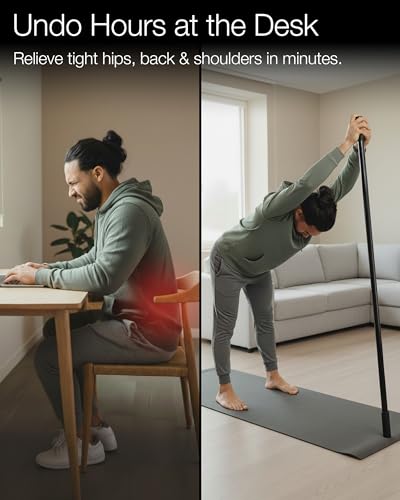 5ft Yoga Stick Made from Natural Bamboo - Stretching Stick for Mobility, Balance, Pilates & Physical Therapy - Exercise St...