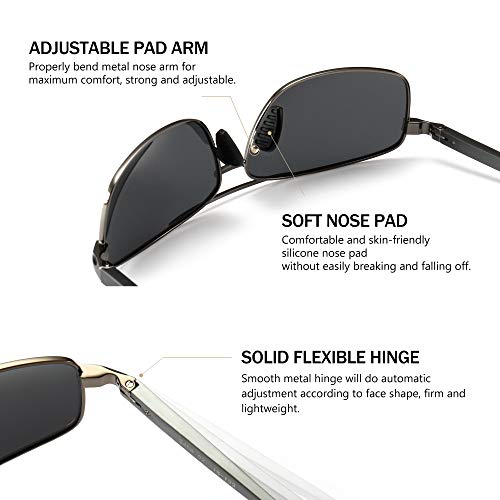SUNGAIT Ultra Lightweight Rectangular Polarized Sunglasses Men UV400 Protection