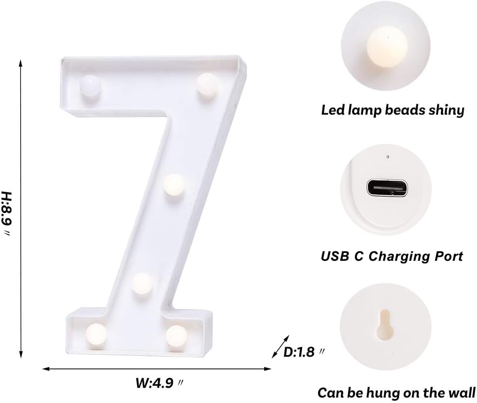 Foaky Rechargeable LED Letter Lights Sign Marquee, Warm-Rechargeable, 7in Plastic for Home Bar Decoration