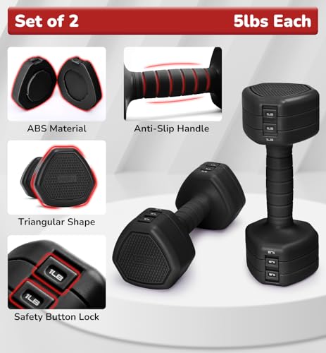 10LBS/20LBS/30LBS Dumbbells Adjustable Dumbbell Set of 2, Hand Weights for Women Men Free Weight Dumbbells Sets for Home G...
