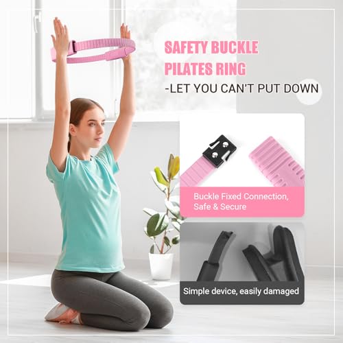 JHMFDDSB Pilates Ring Set, Pilates Essentials Kit with Pilates Ring and Ball, 3 Resistance Bands, Portable Bag & Training ...