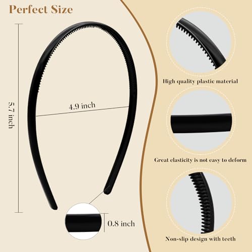 forenee Plastic Thin Skinny Headbands - Headbands for Women - Plain Headband for Girls DIY - Hair Bands Teeth Comb Headban...