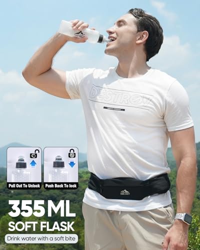 Zelvot Running Belt with 355ml Water Bottle, Extension Strap & Phone Holder, Adjustable Running Fanny Pack with Gym Towel,...
