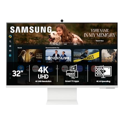 Samsung 32” Smart Monitor M8 (M80F) 4K UHD Display, Samsung Vision AI, Smart TV Apps, Gaming Hub, USB-C, HDMI and USB-A, W...